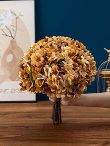 MEHELANY 3pcs/Set Artificial Hydrangea Flower Bouquet, Vintage Fake Hydrangea Branches, Wholesale Realistic Hydrangea Floral Decor, Suitable For Wedding Party, Home Centerpiece, DIY Bridal Bouquet, Valentine's Day, Birthday, Graduation Gift - Yellow - View 5