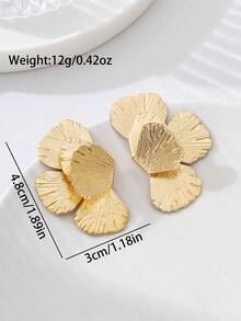 2 đôi bông tai đinh tán kim loại hình hoa và lá bất đối xứng thời trang, thích hợp để đeo hàng ngày, đi nghỉ mát, mùa hè. - Vàng - Xem 3
