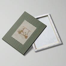 1幅绿色格子高尔夫球车儿童房海报帆布画（带框/不带框），简约高尔夫俱乐部主题，适合客厅、卧室、儿童房、现代家居装饰。 - 彩色 - 查看 3