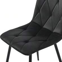 Dining Room Set (Rectangular Table 117 X 68 Cm With 4 Chairs), Black Velvet Twill Chair, Black Table Legs, Modern Style. - Black - View 9