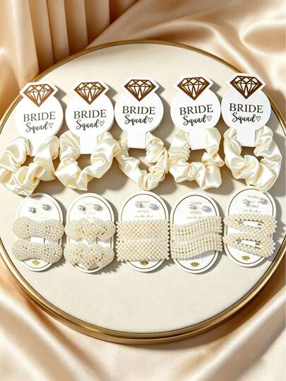 Bộ 25 phụ kiện tóc thanh lịch, gồm dây buộc tóc bằng satin mềm mại, kẹp tóc cưới màu ngà, bông tai ngọc trai, phụ kiện đội đầu không gây hư hại cho tóc, thích hợp cho đám cưới, lễ đính hôn, tiệc độc thân, các dịp lễ hội, sinh nhật, quà tặng cho phụ nữ.