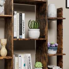 Two-Drawer Bookcase, Freestanding Open Shelving Unit In An Industrial Style, Vintage Bookcase, 12 Storage Shelves, Ideal For Bedroom, Living Room Or Office, Rustic Brown - 1PC - View 6