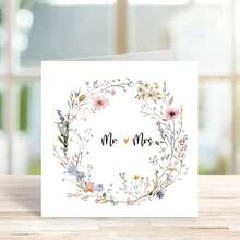 婚礼花卉贺卡、新婚夫妇贺卡、周年纪念贺卡、订婚祝贺卡、结婚礼品卡 - 多色 - 查看 2
