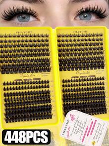 CMAYOME 384/416/448 Clusters Of D-Roll High-Capacity False Eyelashes, 10-16mm Long-Lasting Soft And Reusable Single Cluster False Eyelashes, Including Set Glue, Tweezers, Brushes, Suitable For Beginners, Different Densities Can Be Matched With Different Eye Makeup, Travel, Daily Commuting, Anime Makeup, Festivals, Music Festivals, Gifts For Mother's Day - Multicolor - View 15