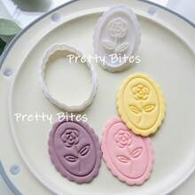 Molde para galletas con relieve de flores, cortador de galletas con diseño de flores estilo francés para el Día de San Valentín, bodas, Día de la Madre, utensilios de cocina para hornear y repostería - Blanco - Ver 4