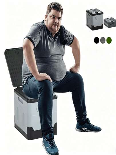 Inodoro portátil para adultos XL actualizado, inodoro portátil de viaje con descarga extra grande con tapa, inodoro para campamento alto para adultos y niños, inodoro portátil compacto adecuado para automóvil, senderismo, playa y campamento