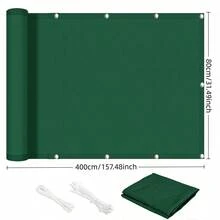 Pantalla de privacidad para balcón, con cuerdas y lazos, tela de valla de jardín para sombrear y aislar del calor, red protectora de valla, de alta densidad y grosor, adecuada para balcón, jardín, patio - Verde oscuro - Multicolor - Ver 14
