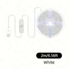[10م/5م/3 أمتار/2م/1م] شريط إضاءة LED مرن، يعمل بالطاقة عبر USB، مفتاح مدمج، مقاوم للماء، ذاتي اللصق، تصميم قابل للقطع، مناسب للخزائن والجدران والممرات والمطبخ وإضاءة المنزل الداخلية DIY - أبيض - مشاهدة 19