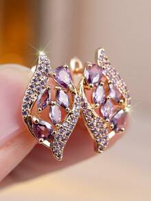1 Đôi bông tai đính đá Zirconia đen hình kim cương cổ điển quyến rũ, được thiết kế dành cho nữ, thời trang và đa năng, món quà lý tưởng. - Nhiều màu - Xem 8