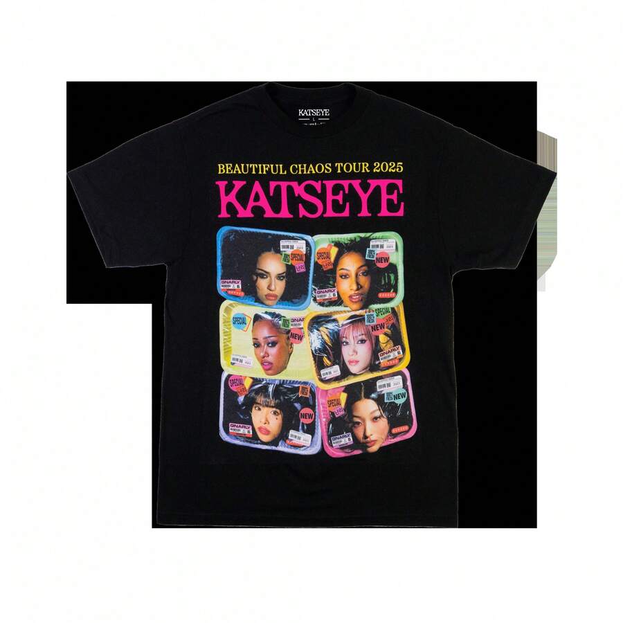 Mode Pop Star Grafisk Svart T-shirt, Unisex Vardagskläder Mjuk Ren Bomull Kortärmad T-shirt sommartoppar topp oberteile t-shirt sommaroutfit dam sommarblus tshirt  sommarjeans topp sommartoppar våroutfit blusar elegant y2k - Svart - Visa 1
