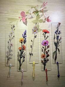 10pcs Acrylic Flower Shaped Bookmarks With Tassels, Transparent Floral Bookmarks In Multiple Colors, Learning Supplies, Office Stationery, Suitable Gift For Readers And Students - Flower-shaped Bookmark - View 2