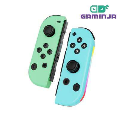  GAMINJA NS058 Switch无线控制器，左右握把带RGB灯光，适用于Switch游戏机，支持唤醒屏幕录制功能，便携式Joy-Con手柄