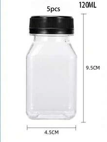 1/5/9/8/6/1 Chai nhựa đựng nước ép, chai nước rỗng 4oz có nắp đen, nhãn dán, chai nước tái sử dụng, hộp đựng đồ uống trong suốt, dùng cho nước ép, sinh tố, đồ uống. - Xem 16