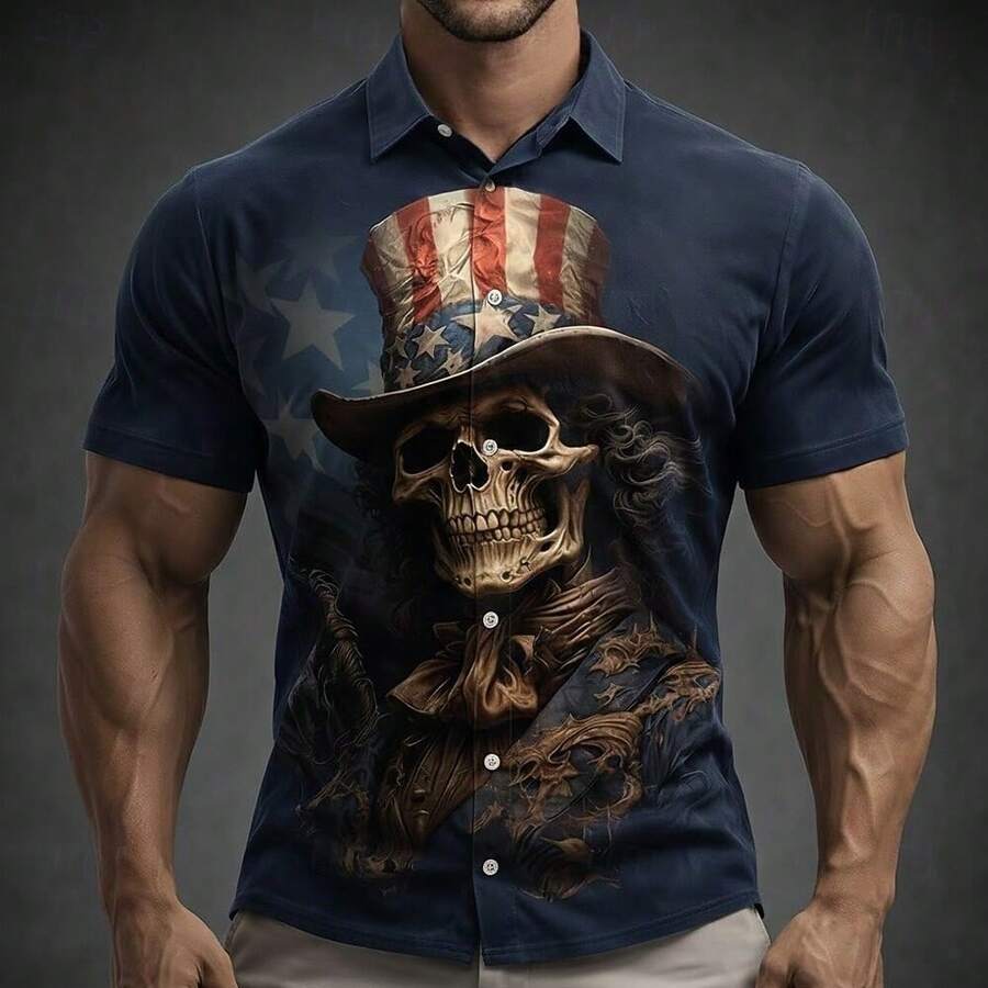 America's 250th Anniversary Independence Day Men's American US Flag Patriotic Fourth Of July Shirt Summer Shirt Button Up Shirt Short Sleeve Fashion Casual Holiday Summer Spring Turndown 3D Print - A508D-AL25284 - 查看 1