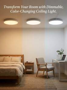 JYWDlights 1pc 10000mAh Modern White LED Ceiling Light, 7.7 Inch, Rechargeable Radar Sensor, ABS+PC Material, Wireless Dimmable 3 Colors, With Remote Control, Suitable For Corridor, Wardrobe, Bathroom - one-size - View 3