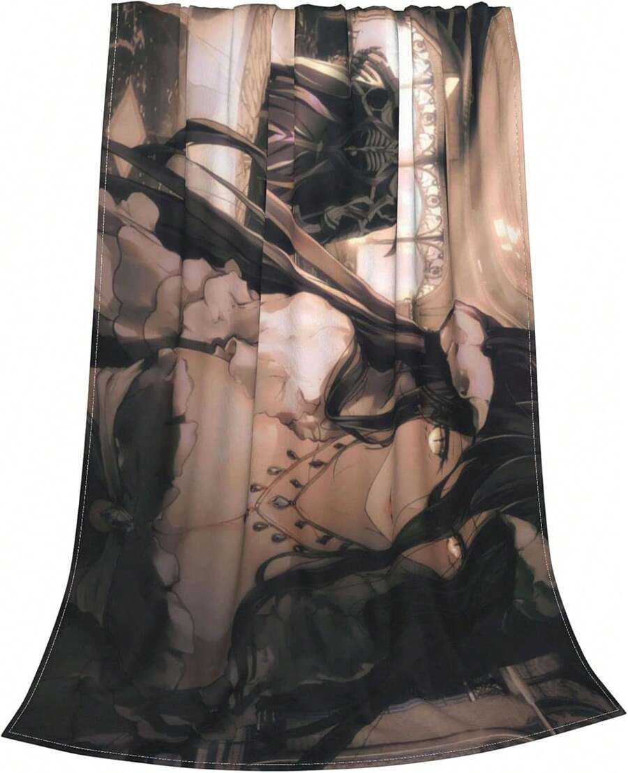 Anime Overlord Albedo Blanket Unisex Blankets Soft Plush Fleece Throw Blankets For Couch Sofa Bedding Living Room - 黑色 - 查看 1