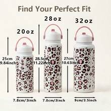 1 pieza Botella de agua de acero inoxidable aislada al vacío de 32 onzas, con estampado de leopardo, a prueba de fugas, conveniente para el gimnasio, deportes, viajes y uso al aire libre - Multicolor - Ver 2