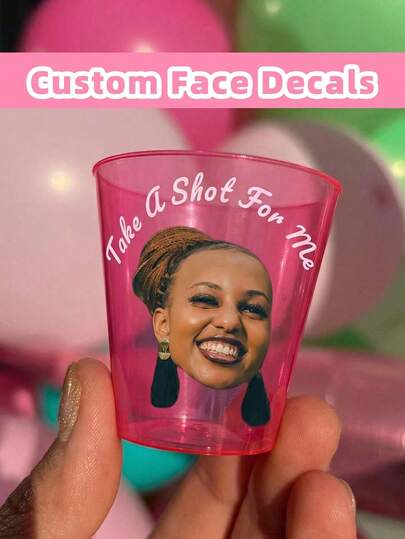 Customized Face Photo Stickers With Personalized Text And Photo Design, Fun Birthday Party Favors, Unisex Unique Gifts, Custom Face Party Decorations, Single Party Cup Stickers, Graduation Party Wine Glass Stickers, Christmas Party Photo Decals, Ideal Small Gifts For Holiday Celebrations And Party Supplies