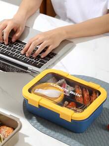 1pc Portable Lunch Box With Spoon And Breakfast Cup, Microwave & Dishwasher , Suitable For Office, Outdoor, Camping, School, Picnic, Back To School - Multicolor - View 7