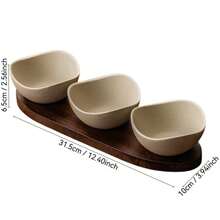 1 Set Piring Snack Keramik Rustic dengan Baki Kayu Rosewood, Piring Serbaguna 2/3/4 Kompartemen untuk Buah Kering dan Kacang, Piring Pembatas Kreatif untuk Menyajikan Buah Iris, Cocok untuk Rumah, Restoran, Pesta - Tembikar+coklat - View 13