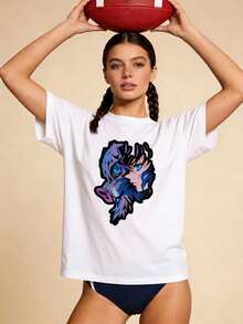 Camiseta de manga corta con cuello redondo suave y casual de verano para mujer, tops para salir, vintage, Gen Z, tops, curvas, ropa Y2K, algodón, Italia, Grecia, tops de mujer, tops bonitos, camisetas gráficas, conjuntos de primavera, estilo callejero americano, casual deportivo, estilo unisex, estilo casual urbano, casual, jersey, camisetas holgadas, ropa de calle retro, estilo de los 90, estilo de los 2000, subcultura, estilo europeo, tops negros, tops blancos, conjuntos de fiesta de los 90. Negro - Blanco - Ver 1