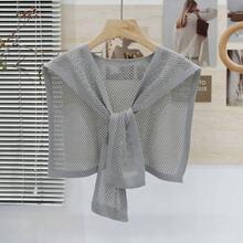 Knitted Shawl Scarf For Women, Crochet Casual Poncho Scarf With Detachable Tie Collar Decor, Accessory For Party Dress - Multicolor - View 12