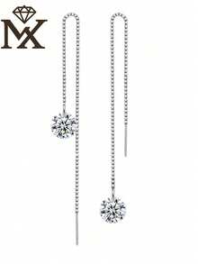1 par de pendientes de borla con circonita cúbica de plata de ley 925, diseño minimalista y elegante adecuado para el uso diario de las mujeres - plata - Ver 7