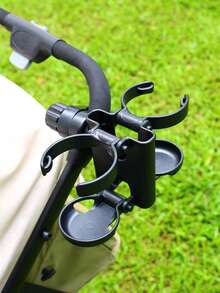 1pc Foldable Universal 3-In-1 Stroller Cup Holder, Suitable For Cross-Border Strollers, Stroller Bottle Rack, Beverage And Milk Bottle Holder Accessory - Multicolor - View 3