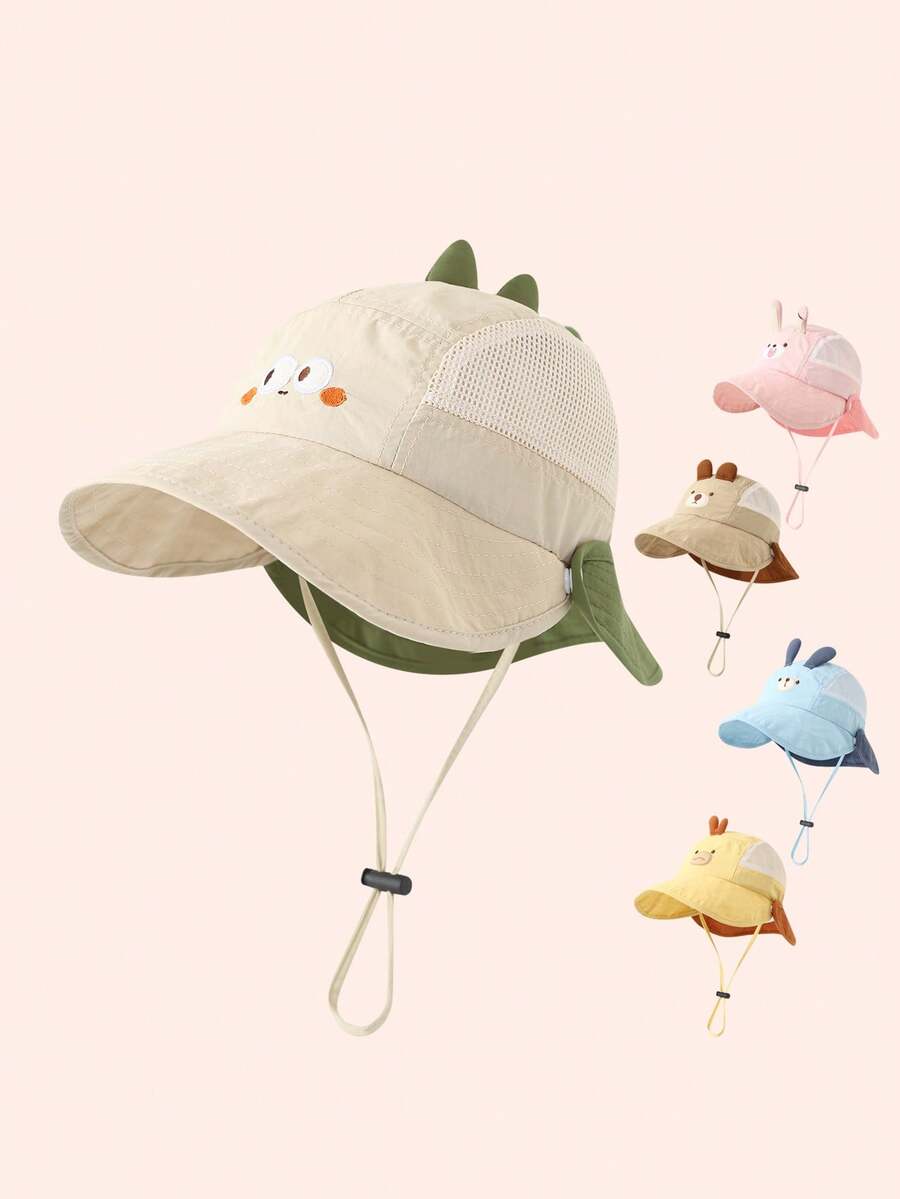 1pc Animal Bucket Hat, Dinosaur, Rabbit, Bear Design, Baby Sun Protection Hat, Children Breathable Mesh Sunhat, Suitable For Spring, Summer, Autumn - Multicolor - View 1
