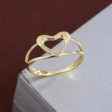 1pc Heart-Shaped Design Cubic Zirconia Closed Ring, Couple Gift - Multicolor - View 14