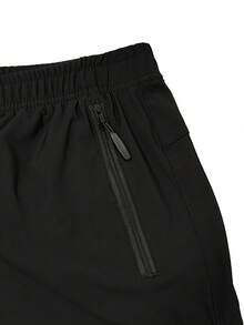 Men Ultra High Stretch Waterproof Breathable Athletic Workout Shorts Adjustable Drawstring Elastic Waist Multi Anti-Theft Zipper Pockets Quick Dry Sweat Wicking Loose Casual Running Gym Fitness Outdoor Daily Leisure Jogging Beach Soft Light Summer Male Sports Short Pants - 黑色 - 查看 4