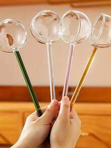Glass Spoon, Long Handle Glass Soup Ladle, Transparent Serving Spoon With Colored Handle, Heat-Resistant Kitchen Utensil, Suitable For Broth, Ramen, Juice - View 2