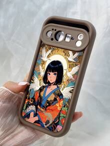 NR12 鶴を持ったアニメ少女,対応するPixel 10 9 8 Pro 9A 8A ケース、対応するiPhone17 16 15 14 13 12 11 Pro Max 7 8 16 15 14 Plus 16e 17e 17 Air ケース、フルカメラ保護ソフト TPU ケース、キャンディカラーエンジェルアイラダーマットシリコン肌に優しいタッチフォンケースカバー（女性＆女の子向け） - カーキ - チェックする 4