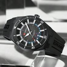 CURREN Men's Fashion Quartz Waterproof Luminous Silicone Strap Date Wristwatch - Multicolor - View 3
