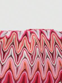 Túi xách cầm tay phong cách Bohemian màu hồng, kiểu dáng lượn sóng, hình đám mây, thích hợp cho đi biển, dã ngoại, hẹn hò, dự tiệc, v.v. - Hồng - Xem 7