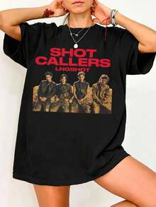 LNGSHOT Shot Callers Vintage 90s Bootleg T-Shirt Retro K-Pop Group Tee - Black - View 6