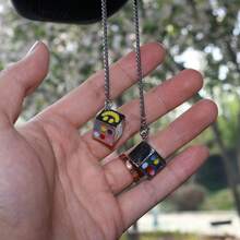 4 Styles Universal Car Rearview Mirror Dice Pendant Decoration - Retro Silver Metal Dice Charm, Durable Alloy Material, Rust-Resistant, Easy To Install Hanging Chain, Won't Affect Driving Vision, Fashionable Car Interior Decor, Suitable For Rearview Mirror And Car Decoration, Creative Lucky Dice Car Hanging Accessory - Metal Dice - View 12