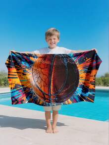 1pc Lightning Basketball Kids Beach Towel, Super Soft Microfiber Extra Large Beach Blanket, Super Absorbent Bath Towel, Suitable For Travel, Swimming Pool, Diving, Surfing, Yoga, Camping, Available In Multiple Sizes, Beach Accessories For Beach, Pool, Travel, Camping, Yoga - Multicolor - View 6