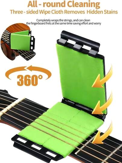 Guitar String Cleaning Accessories, Bridge Cleaning Cloth, Maintenance Tools. Suitable For Acoustic Guitar/Violin/Bass/Ukulele/Electric Guitar And Other Instruments, Guitar Bridge Cleaning Cloth, Guitar String Cleaner, Folk Wood Electric Guitar String, Fretboard Cleaning And Maintenance, Anti-Rust Guitar Care, Guitar Ukulele Pick Anti-Slip Matte Box 100pcs Assorted Thickness Picks