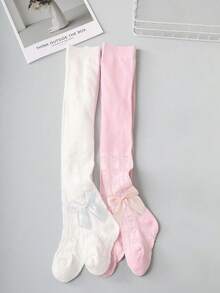 2pcs Girls' Heart Pattern Mesh Leggings, Snug Fit Skinny Tights, Sweet & Cute For Girls, Suitable For Spring, Summer And Transitional Seasons - Multicolor - View 6