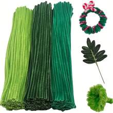 绿色毛根（300根）适用于DIY手工项目和圣诞树装饰品 - 色彩混色 - 查看 1