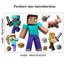 Minecraft Wallpaper Cartoon Stickers For Home, Living Room, Bedroom, Wall Decoration - Cute Wall Stickers For Kids. A Perfect Little Gift For Family And Friends. Birthday Party Decoration Items, Small Gifts For Sending To Relatives And Friends At Parties And Gatherings. - Multicolor - View 18