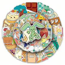 50 PIEZAS Pegatinas de graffiti de dibujos animados lindos y con estilo dibujados a mano, para decorar DIY cuadernos, guitarras, tazas, cascos, decoración de festivales creativos, suministros de scrapbooking - Multicolor - Ver 2
