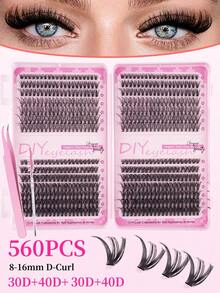 560 Pcs False Eyelash Clusters 30D/40D/60D/80D DIY Eyelash Extension Faux Mink False Eyelashes - Premium D Curl Natural Thick Individual Lash Clusters, Suitable For DIY Eyelash Extension - Reusable, Lightweight And Easy To Wear, Eyelash Clusters, Individual False Eyelashes, False Eyelashes - D - View 15