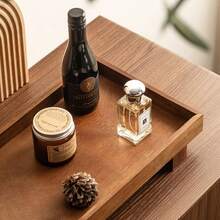 1pc Rosewood Jewelry Tray, Dresser Jewelry Cosmetic Display Organizer Plate, Desktop Key Storage Tray For Women Storage Organizer Travel Essentials Back To School Dormitory Storage - Brown - View 6