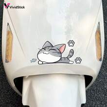 可爱红崖灰虎斑猫汽车贴纸，卡通小猫带鱼爪图案，适用于汽车、卡车、笔记本电脑和窗户，易撕易贴艺术贴纸 - A - 查看 5