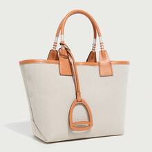 Bolso de lona con estampado versátil para otoño e invierno, bolso de jardín de moda, bolso de hombro con textura, bolso hecho a mano para mujer - blanquecino - Ver 1