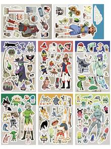 8张创意卡通贴纸，适用于水瓶、笔记本电脑、冰箱、吉他、滑板、行李箱、桌面、墙壁、手机、剪贴簿、手机壳等，可用于返校季、生日、节日装饰，也是剪贴簿用品的理想之选。 - 8件 - 查看 8