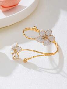 1pc Women's Five-Petal Flower Bracelet, Oil Drop Flower Shaped Jewelry Accessory - Five-petal Flower Bracelet - View 11
