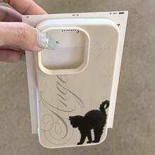 1pc TPU Material Angel Cat Pattern Phone Case Suitable For IPhone 17 Pro Max/17/16 Pro Max/15/13/12/11, S20 FE/A15/S24/A55, Note 11/Note 12/Note 13 Pro, Full Coverage Anti-Drop Soft Protective Phone Cover - White - View 3